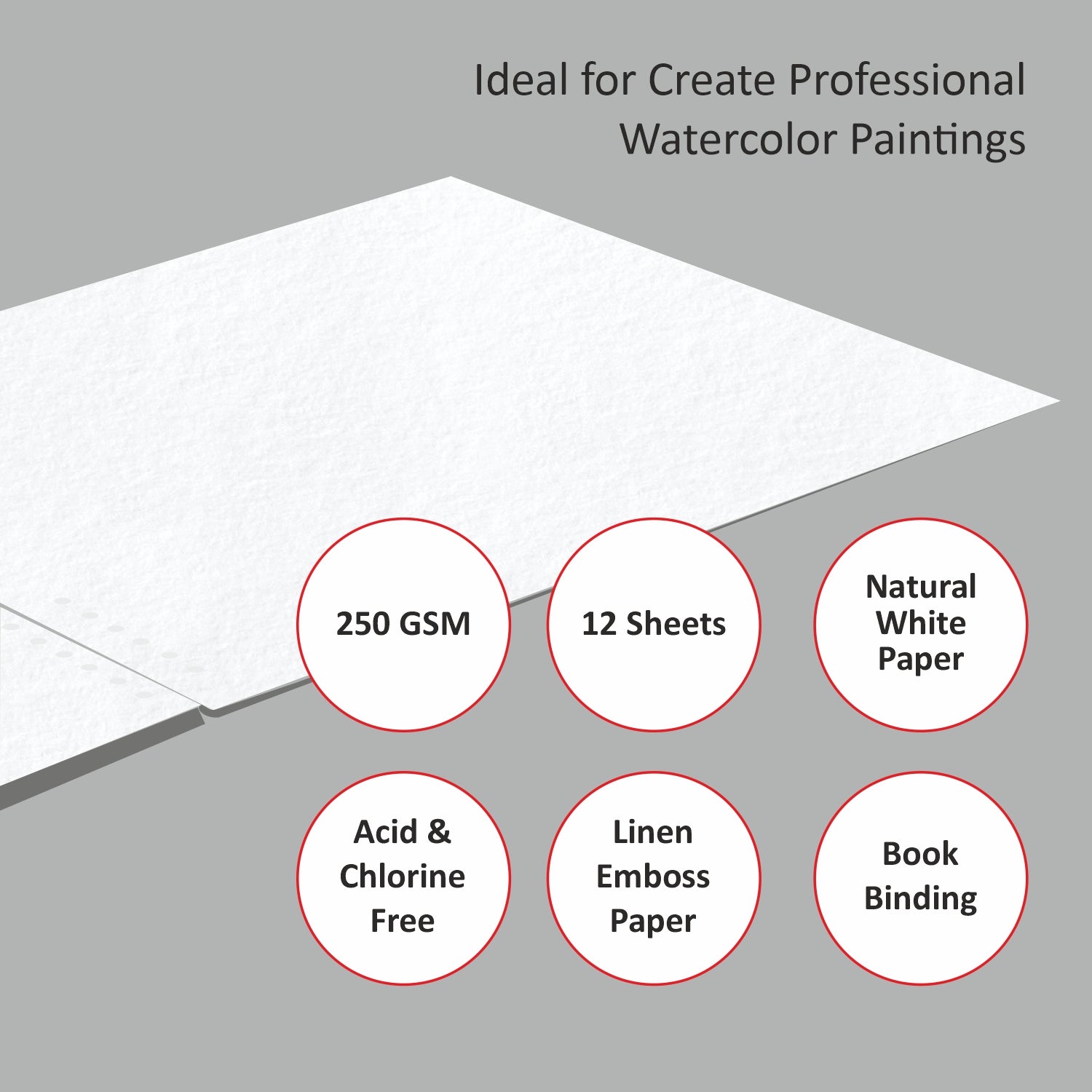 Anupam Oil Painting Pad-Acid-Free-Elemental Linen emboss paper-One Side Glued Pad-250 GSM-(12 sheets)
